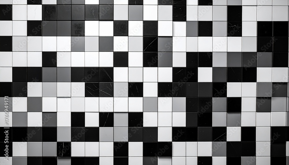 Fototapeta premium Monochrome Tile Pattern Background モノトーンの正方形タイル模様背景