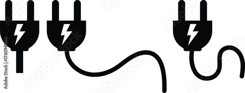 electric socket icon set. Wall Plug and Device Charging symbols. Electricity and Energy supply socket sign