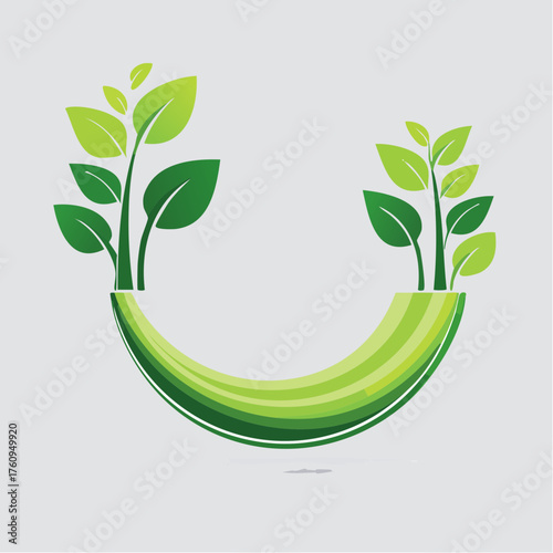 Abstract representation of growth and environmental consciousness with green plants