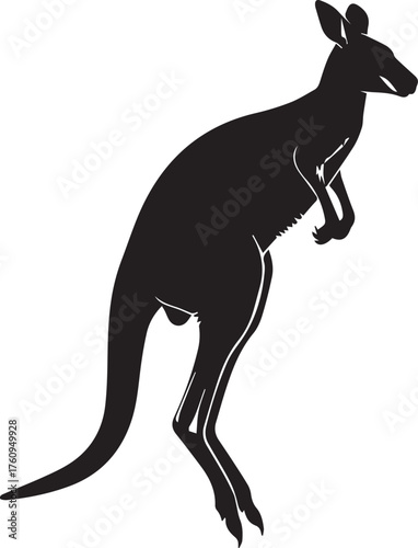 Silhouette of a graceful kangaroo in motion leaping across the australian outback landscape