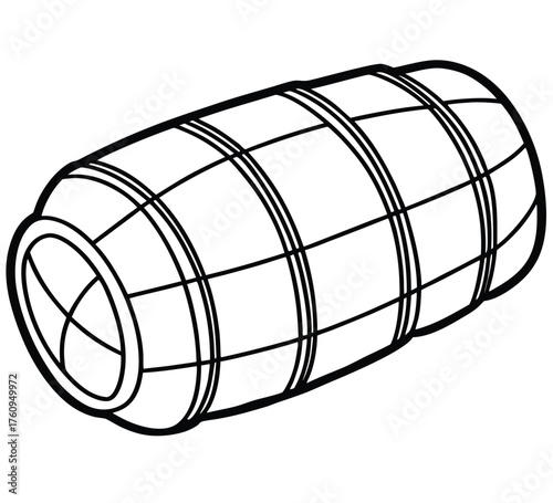 An isolated 3D illustration of a black metal wine barrel like a bomb of red wine