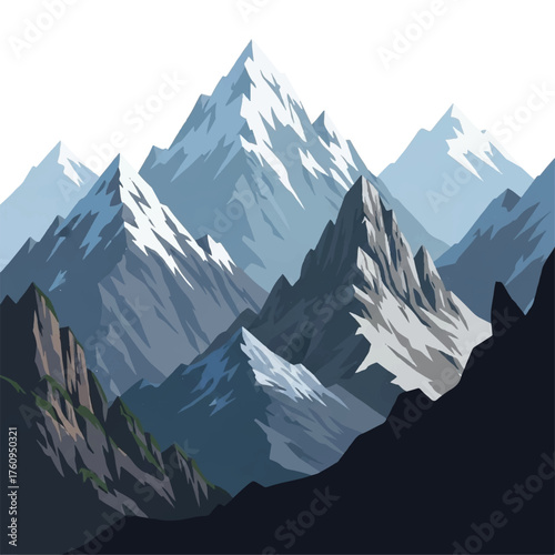 Majestic Peaks: A breathtaking panoramic view of towering mountain peaks, their snow-capped summits reaching towards the sky, creates a sense of awe and wonder.