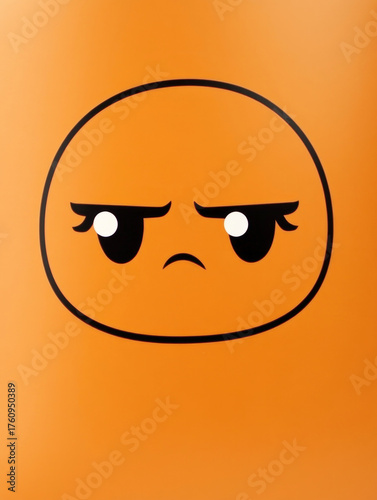 Orange paper showing a painted face expressing various emotions: sad, angry, grumpy, pitiful, unfortunate, frustrated.
