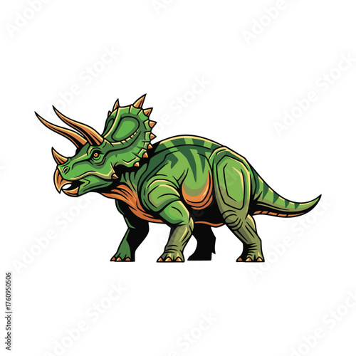 Triceratops dinosaur vector illustration on white background	