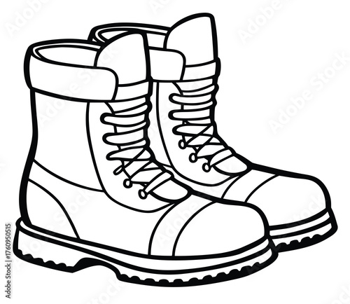 Vector illustration of a pair of leather fashion winter boots footwear