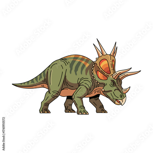 Triceratops dinosaur vector illustration on white background	