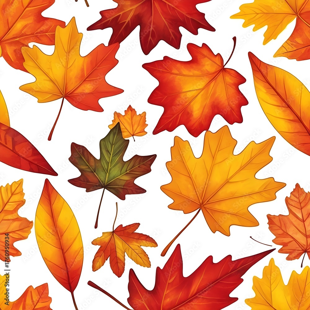 Obraz premium Vibrant Fall Leaves Flat Lay