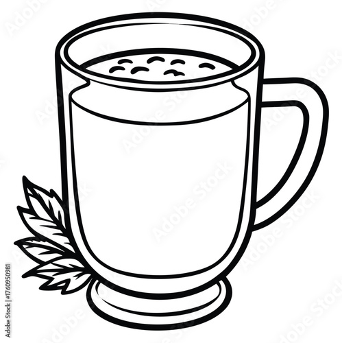 Isolated single ceramic mug of hot tea or coffee on a white background