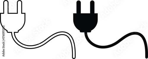 electric socket icon set. Wall Plug and Device Charging symbols. Electricity and Energy supply socket sign