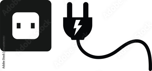 electric socket icon set. Wall Plug and Device Charging symbols. Electricity and Energy supply socket sign