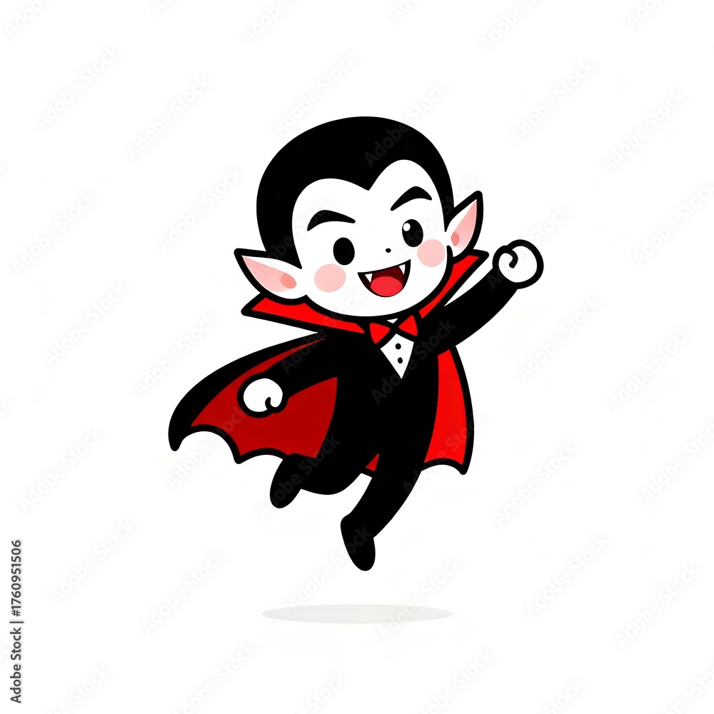 Fototapeta premium Cartoon vampire character with red cape