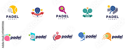 collection of sports logos, tennis, equipment, championships, graphic design illustrations.