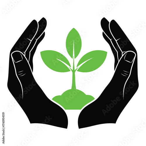 Hands protect green seedling symbolizing growth nurturing environment and sustainable agriculture concepts