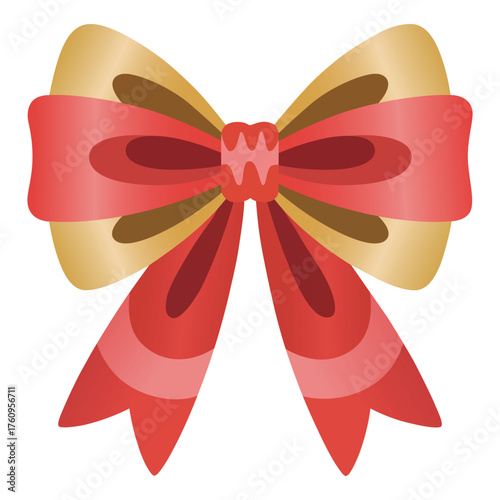 Elegant red and gold ribbon bow decoration for gifts and celebrations