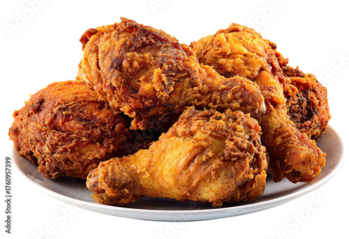 Crispy fried chicken pieces on a white plate (8)