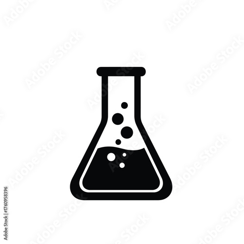 Black laboratory flask with bubbling liquid beaker