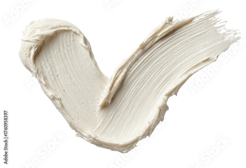 Creamy, off-white substance forming a V shape