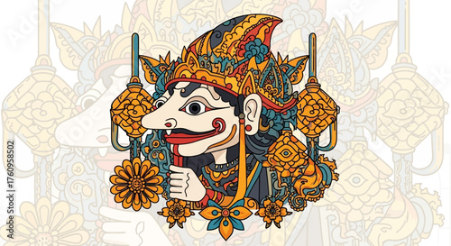 Wayang Illustration Traditional Indonesian Shadow Puppet Art
