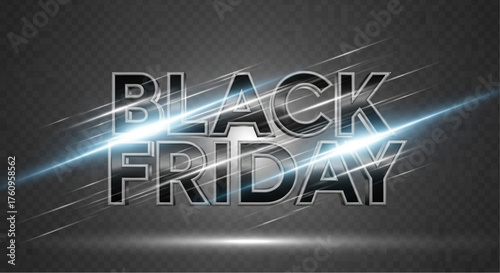 Illuminating the excitement of the annual shopping bonanza, the graphic bursts with energy with glowing lights, and a sleek, modern font. vector illustration overlay