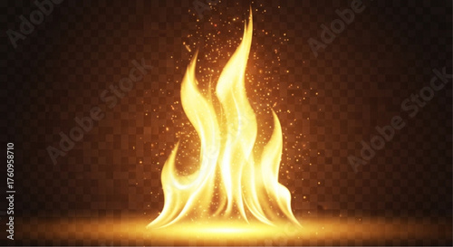 An intense, photorealistic flame, dancing with energy, its vibrant colors reflecting heat and destruction.  It's a beautiful, yet dangerous. vector illustration overlay