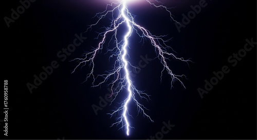 A vibrant lightning bolt flashes across the darkened sky, illuminating the powerful forces of nature in a dramatic display. vector illustration overlay