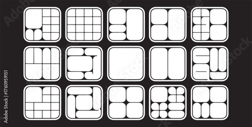 Grid layouts abstract design elements grid compartments organizer boxes data visualization concepts