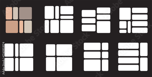 Abstract geometric grid layout variations displaying different proportions and arrangements