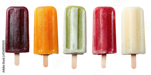 Colorful popsicles on wooden sticks