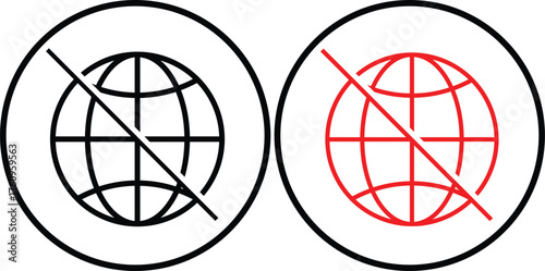 Internet connection status icon set. Online and Offline Internet Connection Icon set. showing online, offline, no signal, and connected network states. 
