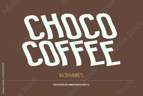 Choco Coffee font. Sans serif font with vintage style typography. Alphabet vector font. Regular Bold font with uppercase dan lowercase variation. Hallutination style