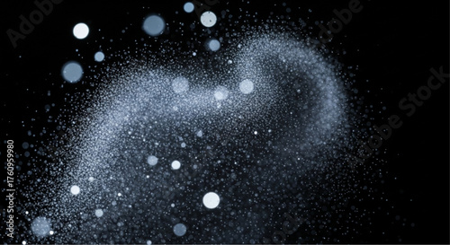 A mesmerizing abstract composition featuring a delicate interplay of luminous water droplets against a dark backdrop, creating an ethereal and captivating display. vector illustration overlay