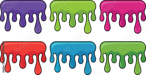 Colorful slime drips, showcasing a playful and vibrant collection of gooey textures and bright colors, perfect for creative projects and fun designs