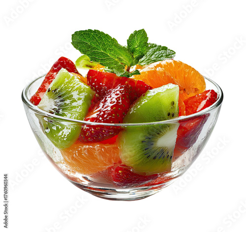 Fresh fruit salad in a glass bowl