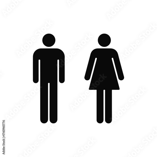 Black Unisex Restroom Symbol Illustration Indicating Male and Female Bathroom Signs