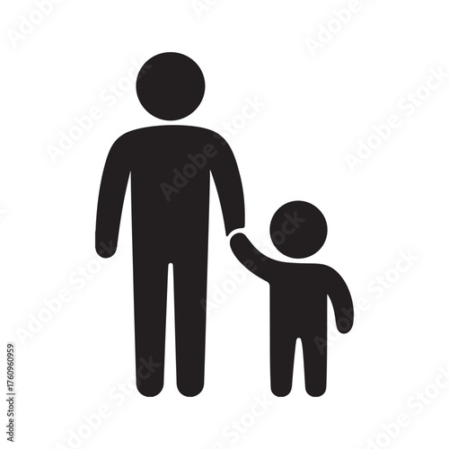 Pictogram Showing a Man Holding the Hand of a Child Silhouette