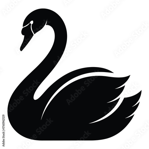 Elegant swan silhouette evokes grace and beauty, perfect for branding, logos, or artistic designs, a classic symbol for refined and modern projects