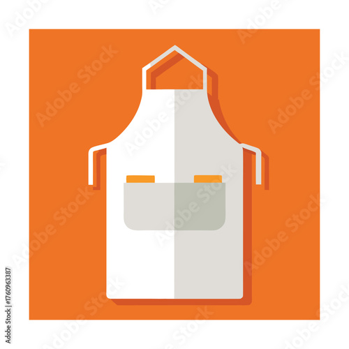 Flat design illustration of a white apron with pockets