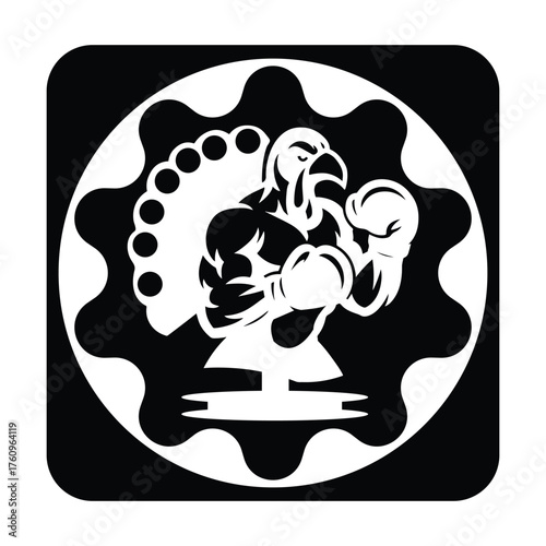 Turkey boxer with boxing gloves in a gear isolated on white background illustration