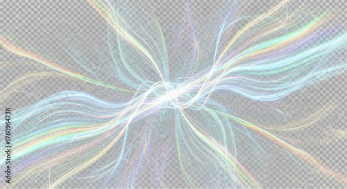 Vibrant ethereal light bursts, a mesmerizing fusion of energy and art. This striking illustration showcases an explosion of multicolored lights emanating from a central point.