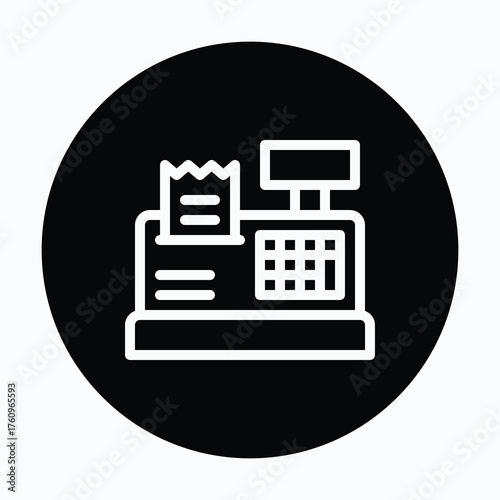 Cash Register Icon — Isolated Circular Style Vector Icon