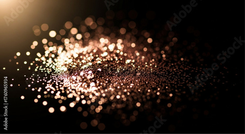 An ethereal display of shimmering, blurred light particles against a dark backdrop, creating a sense of movement and depth with a golden, dreamy essence. vector illustration