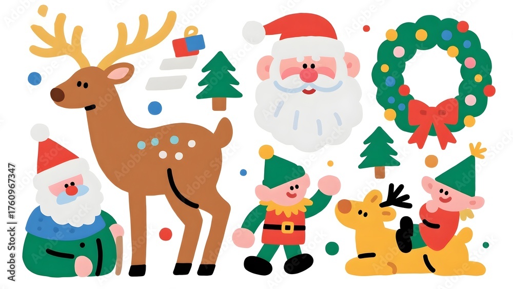 Obraz premium Christmas characters and decorations