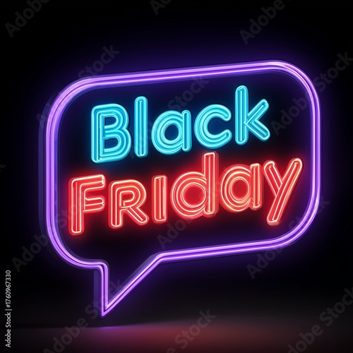 Black Friday lighted neon speech bubble
