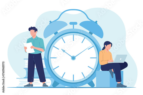 Time management concept people clock working business productivity schedule planning deadline management