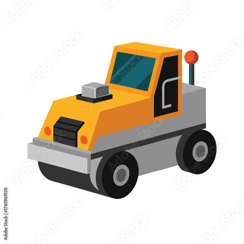 Yellow and Gray Road Roller Construction Vehicle compactor