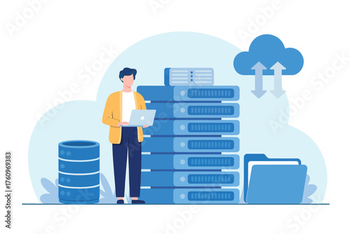It professional managing cloud storage and data servers for business technology solutions