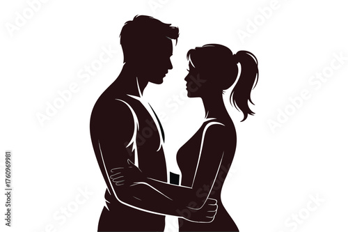 Romantic Couple Silhouette Embracing