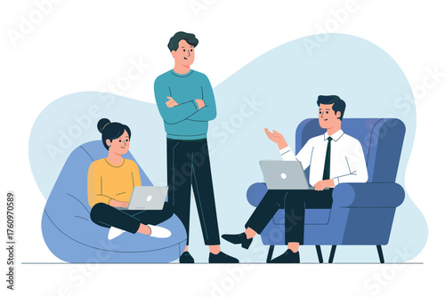 Psychologist session therapy mental health support counseling conversation between three people discussing issues