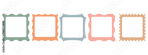 Hand-drawn colorful rectangular and circular frame vector set with pastel sketch outlines for creative design