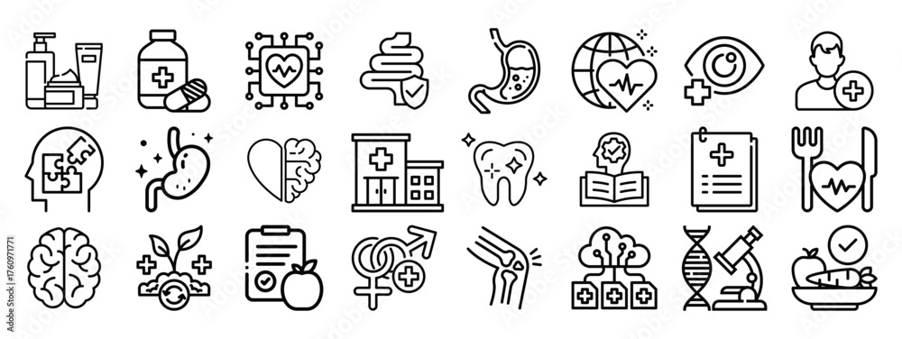Fototapeta premium Medical and Health Icons A Comprehensive Collection
